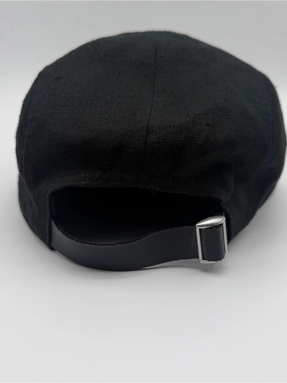Black 5-Panel Cap with Hand Gesture Embroidery 77% Hemp Womens dadcore